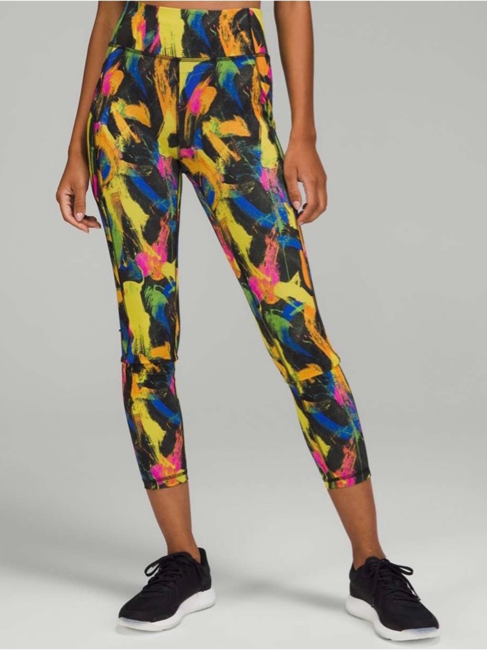 lululemon Women’s Multicolor Abstract Ankle Leggings 4 High Rise Pockets Yoga